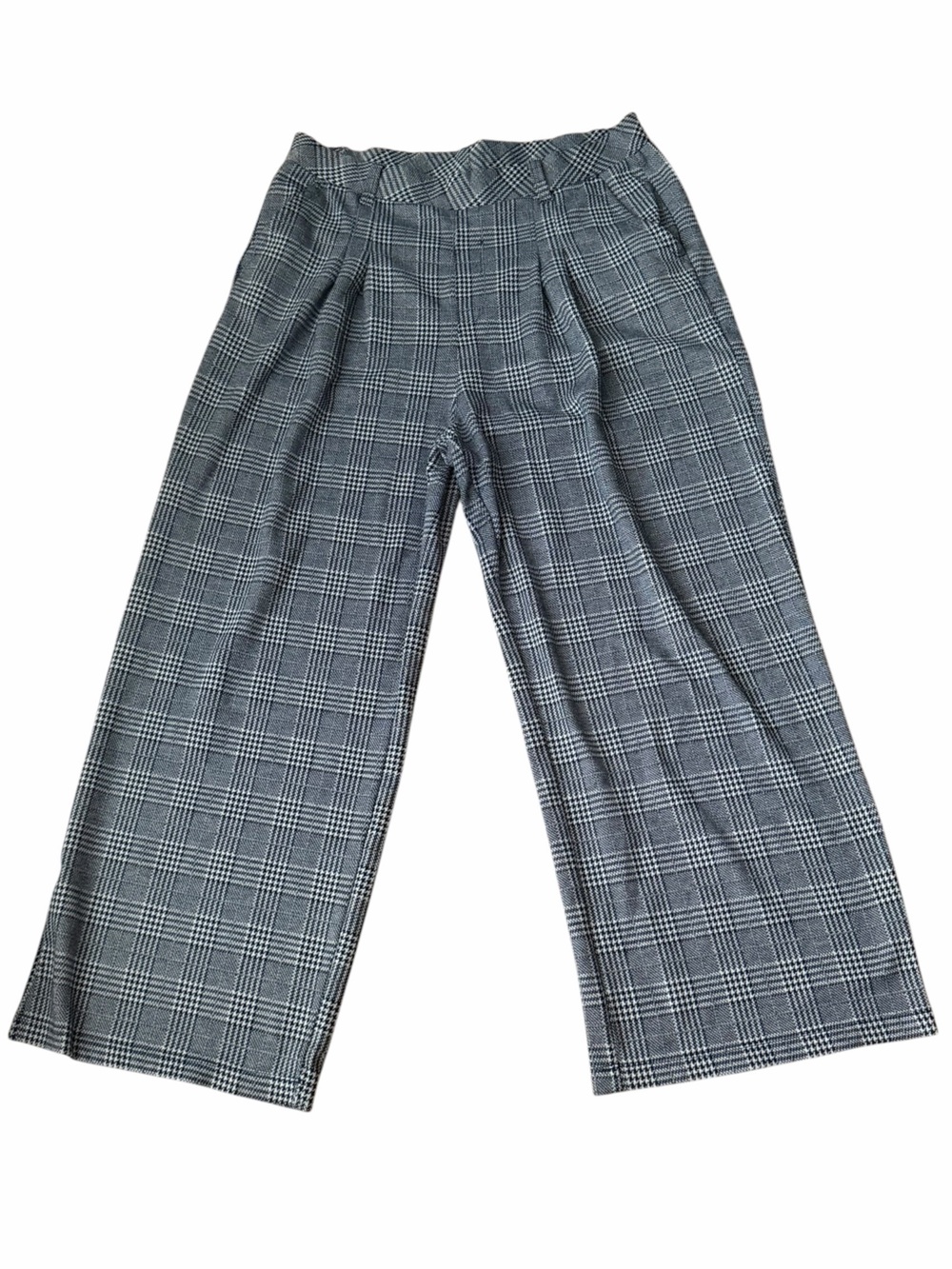 Halara High Waisted Plaid Wide Leg Pleated Trousers Women’s XL Gray/Black
